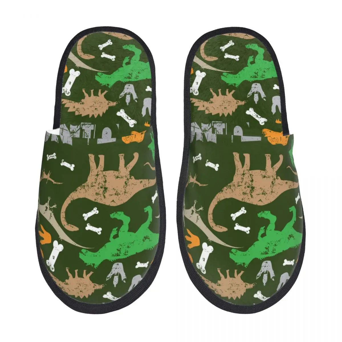 Меховые тапочки для женщин и мужчин, модные Пушистые Зимние Теплые тапочки с рисунком динозавра для мальчиков в стиле Гранж, домашняя обувь с рисунком для мальчиков Изображение 2