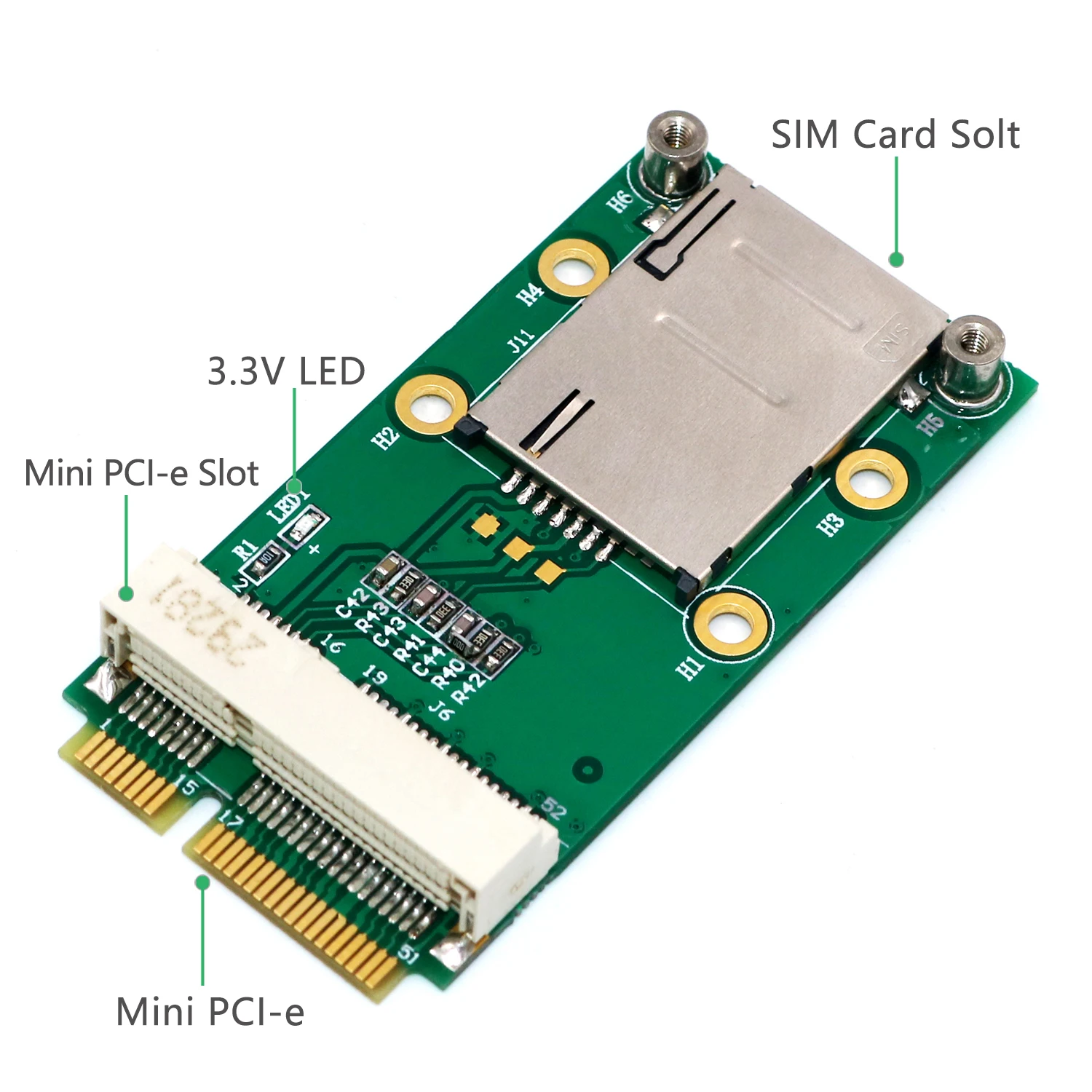 Мини-адаптер PCI-E со слотом для SIM-карты для 3G / 4G, WWAN LTE, GPS-карты с самоупругим держателем SIM-карты Изображение 1