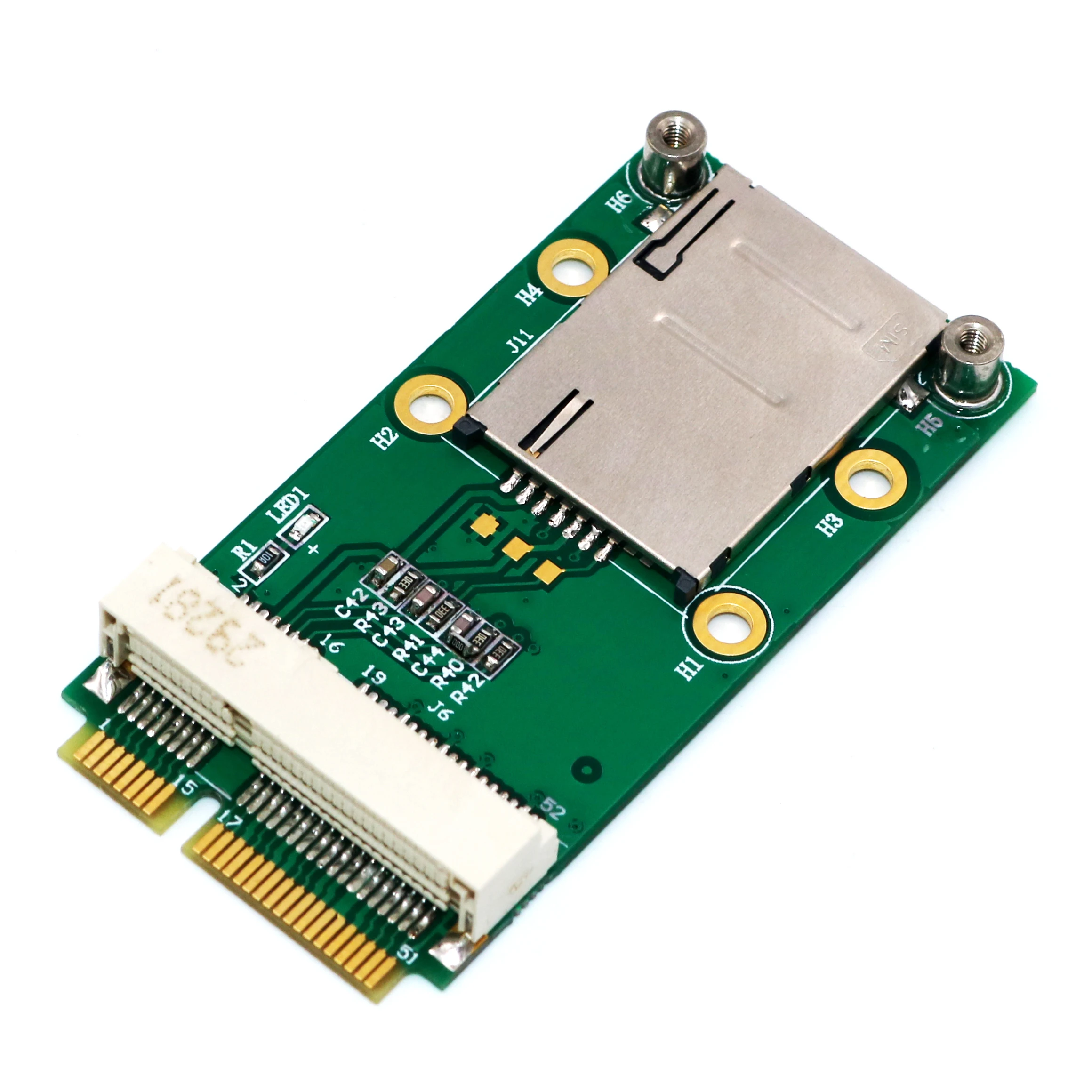 Мини-адаптер PCI-E со слотом для SIM-карты для 3G / 4G, WWAN LTE, GPS-карты с самоупругим держателем SIM-карты Изображение 5