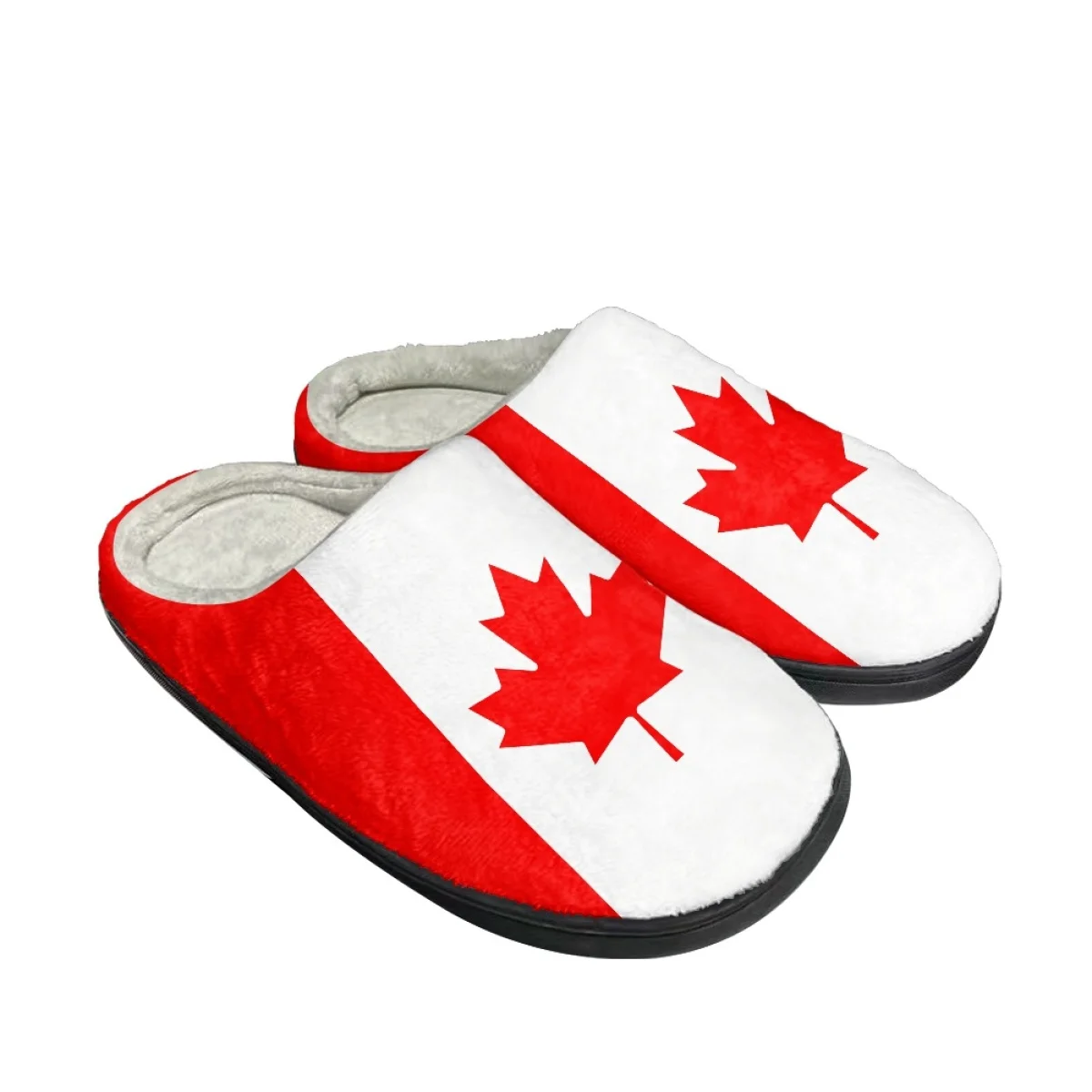 Флаг Канады с рисунком страны, осенне-зимние домашние хлопчатобумажные тапочки, легкие художественные повседневные тапочки, Дышащая плюшевая обувь Изображение 0