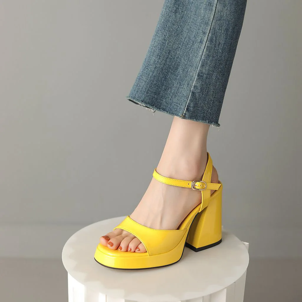Модная Женская обувь 2023, Босоножки на высоком каблуке, Женская платформа, 10 цветов, Роскошные Сандалии-гладиаторы на высоком каблуке С Открытым носком, Размер 33-43 Изображение 4