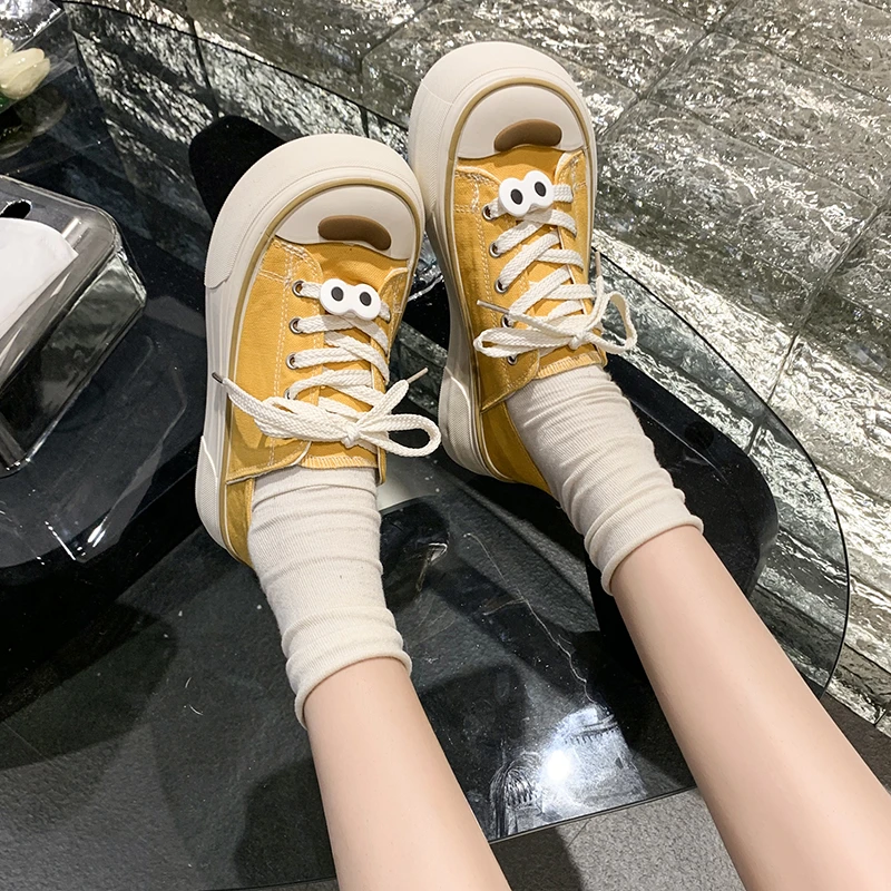 Весенняя Женская парусиновая обувь с милым щенком, Повседневная универсальная обувь на плоской подошве С низким берцем В Корейском стиле, Модная Женская Вулканизированная обувь на шнуровке Изображение 4