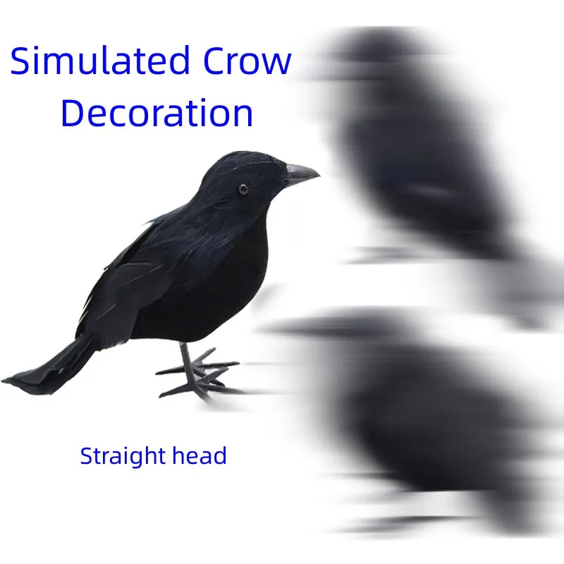 На Хэллоуин 2023 Модель Черного Ворона, Реалистичная пластиковая статуэтка, привлекающая внимание Имитация поддельной птицы, Компактное легкое украшение для дома. Изображение 2