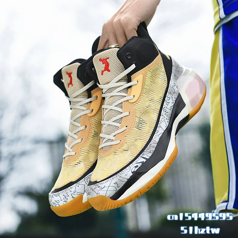 Высококачественные мужские баскетбольные кроссовки с высоким берцем, нескользящая спортивная обувь для тренировок, баскетбольная обувь с дышащей подушкой 2023 Изображение 3