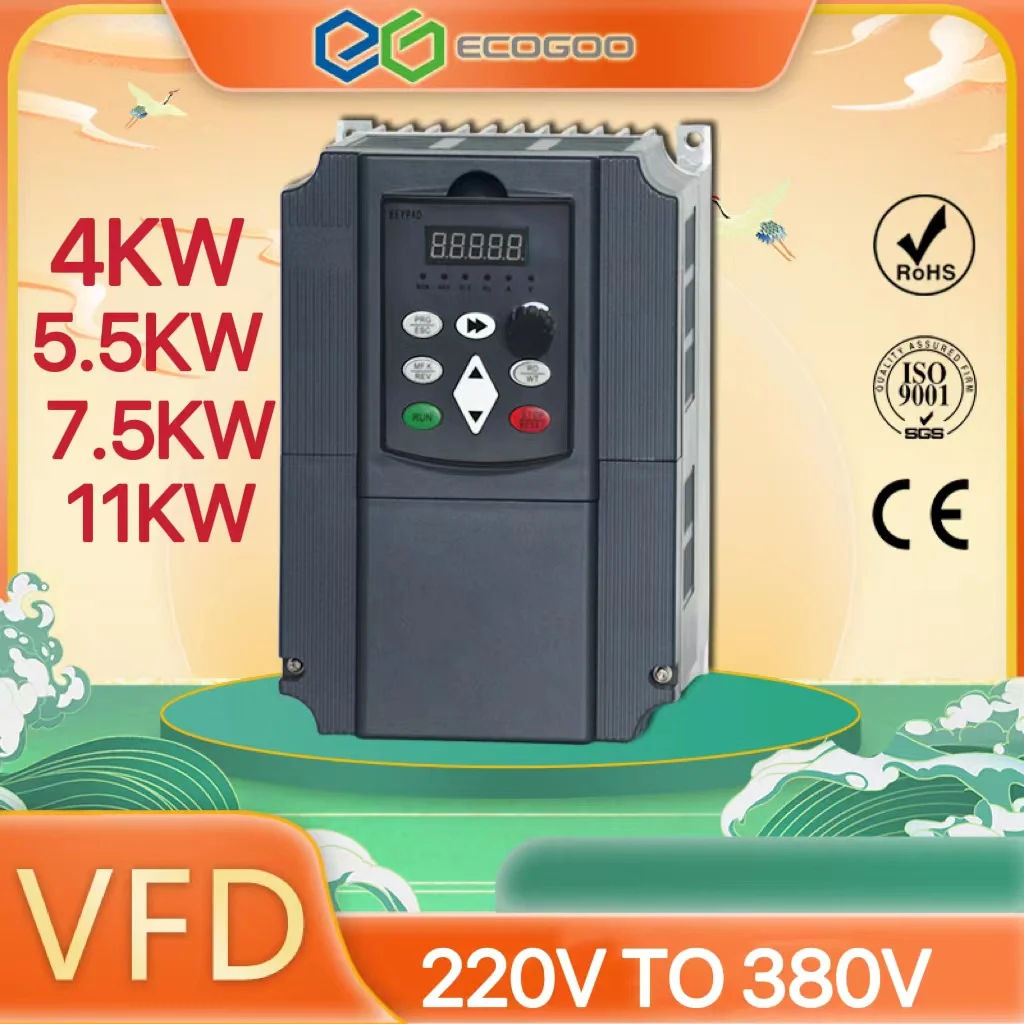 VFD AC220V-380V 5,5 7,5 11 КВТ Частотно-Регулируемый Привод VFD Преобразователь Частоты Инверторный Регулятор Скорости для 3-фазного Двигателя Изображение 1