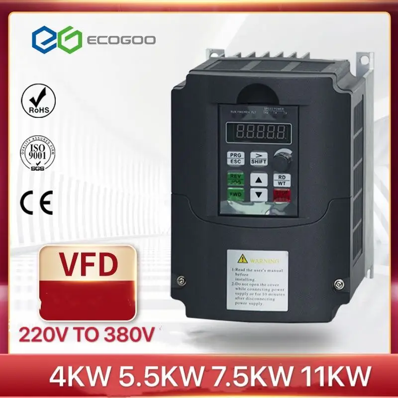 VFD AC220V-380V 5,5 7,5 11 КВТ Частотно-Регулируемый Привод VFD Преобразователь Частоты Инверторный Регулятор Скорости для 3-фазного Двигателя Изображение 2