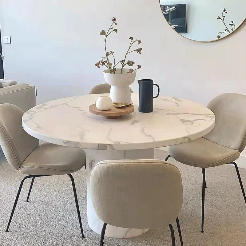 Круглый обеденный стол, легкий роскошный круглый обеденный стол, мраморный обеденный стол, Итальянский минималистичный обеденный стол Изображение 0
