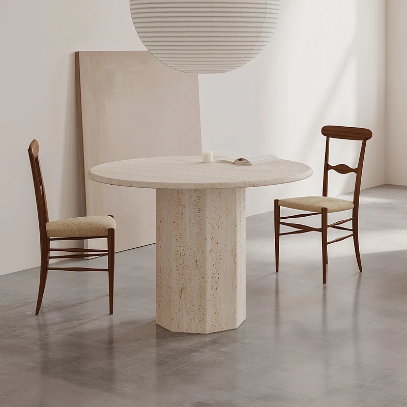 Круглый обеденный стол, легкий роскошный круглый обеденный стол, мраморный обеденный стол, Итальянский минималистичный обеденный стол Изображение 5