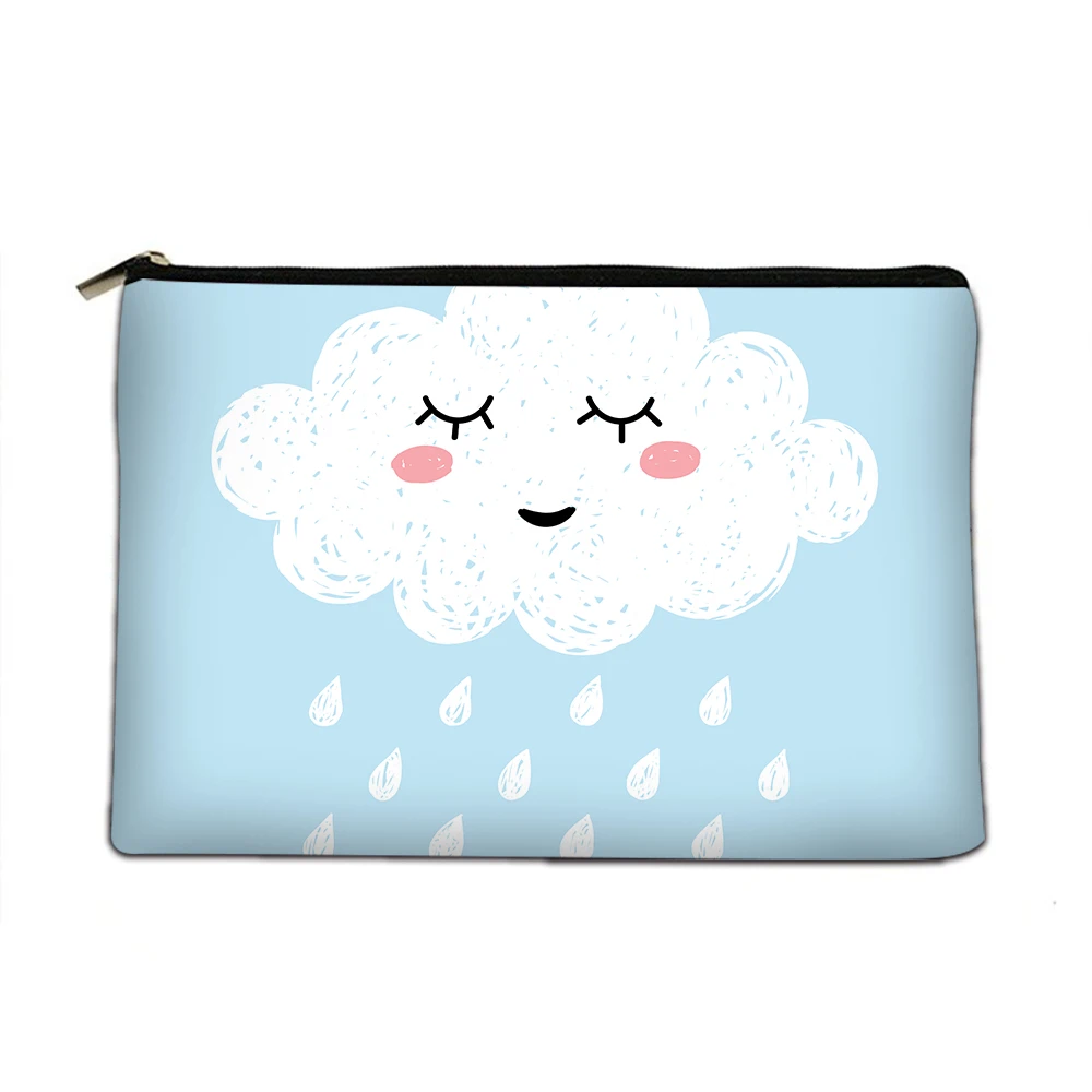 Мультяшная косметичка Cloud Rain Холщовая сумка для хранения туалетных принадлежностей Подарок подружке невесты дорожная портативная сумка Изображение 3