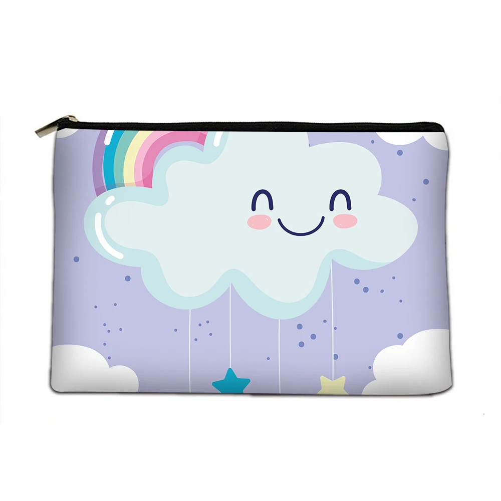 Мультяшная косметичка Cloud Rain Холщовая сумка для хранения туалетных принадлежностей Подарок подружке невесты дорожная портативная сумка Изображение 4