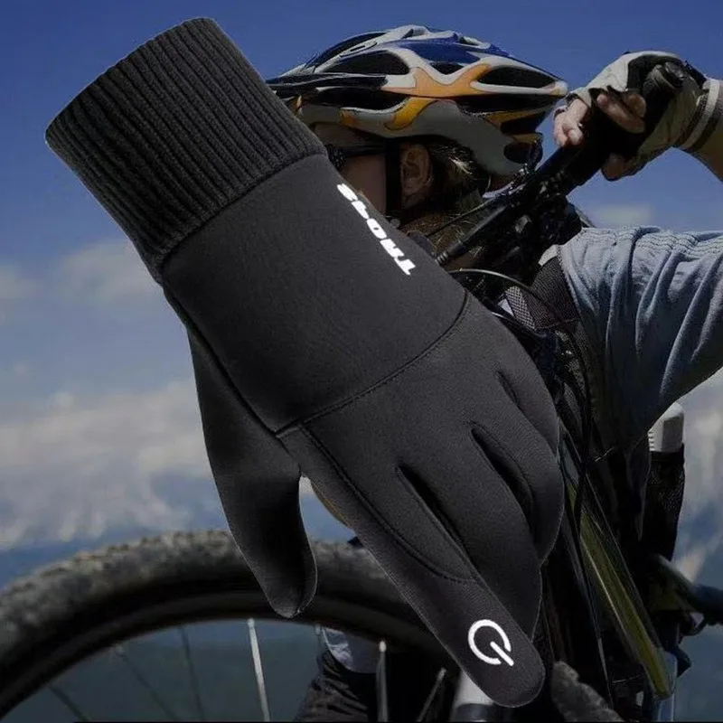 Зимние водонепроницаемые мужские перчатки, Ветрозащитная спортивная рыбалка, вождение мотоцикла с сенсорным экраном, лыжные нескользящие Теплые велосипедные женские перчатки Изображение 0