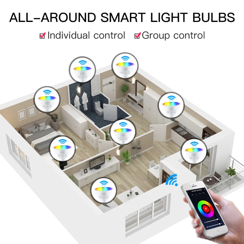 Tuya Zigbee / WIFI Умная Лампочка GU10 / GU5.3 /MR16 RGB Светодиодная лампа с регулируемой яркостью 5 Вт Smart Life Управление Прожектором Через Alexa Google Home Изображение 3