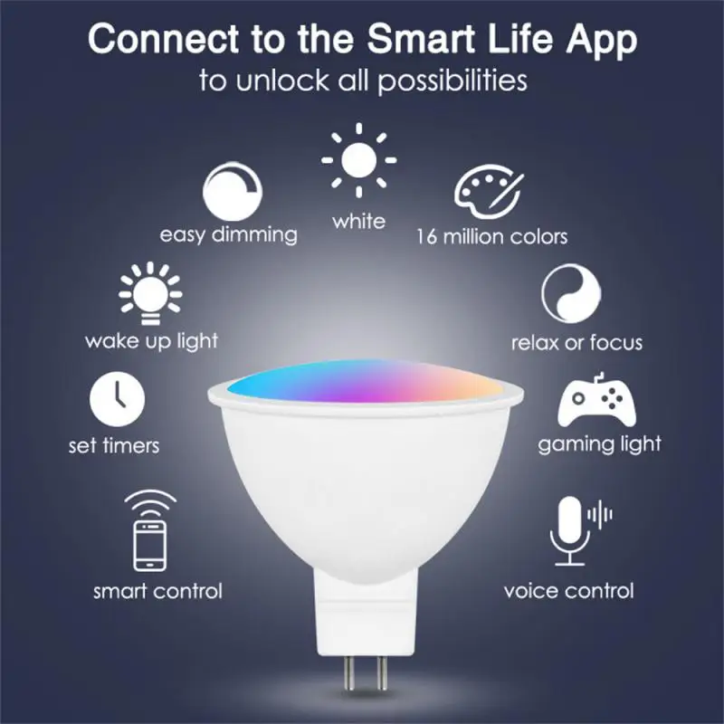 Tuya Zigbee / WIFI Умная Лампочка GU10 / GU5.3 /MR16 RGB Светодиодная лампа с регулируемой яркостью 5 Вт Smart Life Управление Прожектором Через Alexa Google Home Изображение 4
