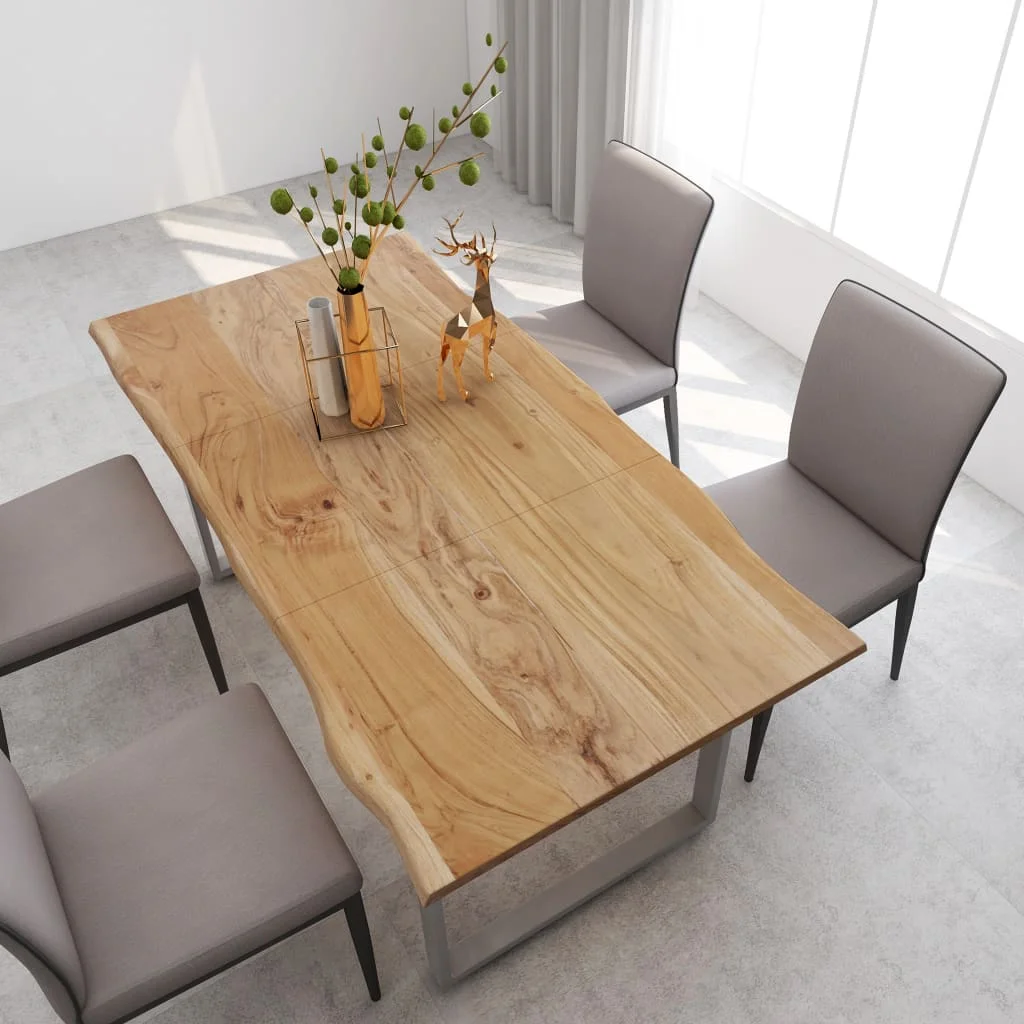 Обеденный стол в индустриальном и деревенском стилях180 см / 160 см /110 см из массива акации и ножек Цвет: серебристый Изображение 1