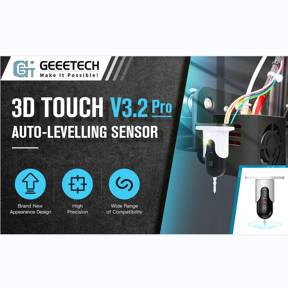 Детали 3D-принтера GEEETECH Датчик Автоматического Выравнивания 3D Touch V3.2 Pro Высокой точности, 4 Комплекта Гаек для Выравнивания из алюминиевого сплава с 2 кабелями Изображение 1