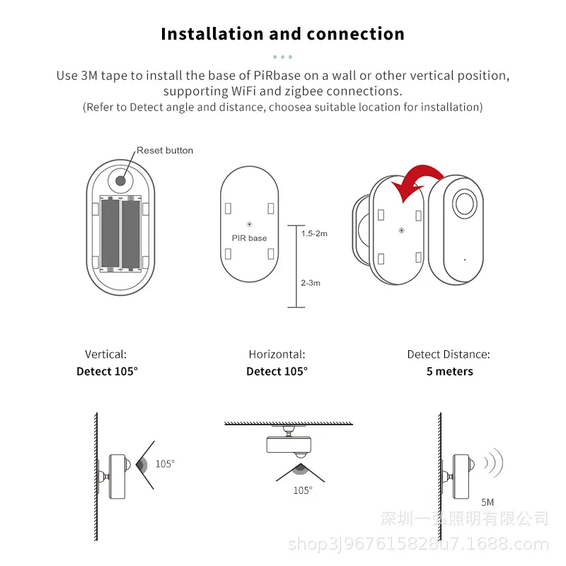 Датчик движения тела Tuya WiFi ZigBee Smart PIR Детектор охранной сигнализации Smart Life Home Работает с Alexa Google Home Изображение 4