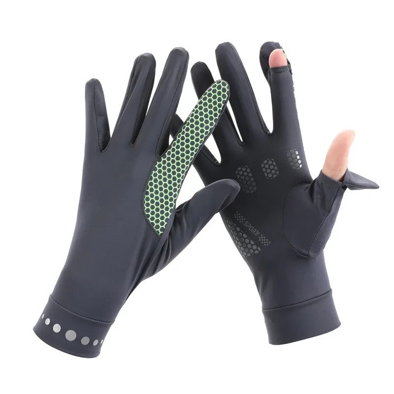 Солнцезащитные перчатки с защитой от ультрафиолета, мужские и женские, из ледяного шелка, Короткие, тонкие, для вождения, Нескользящие, для занятий спортом на открытом воздухе, Дышащая пара Изображение 0