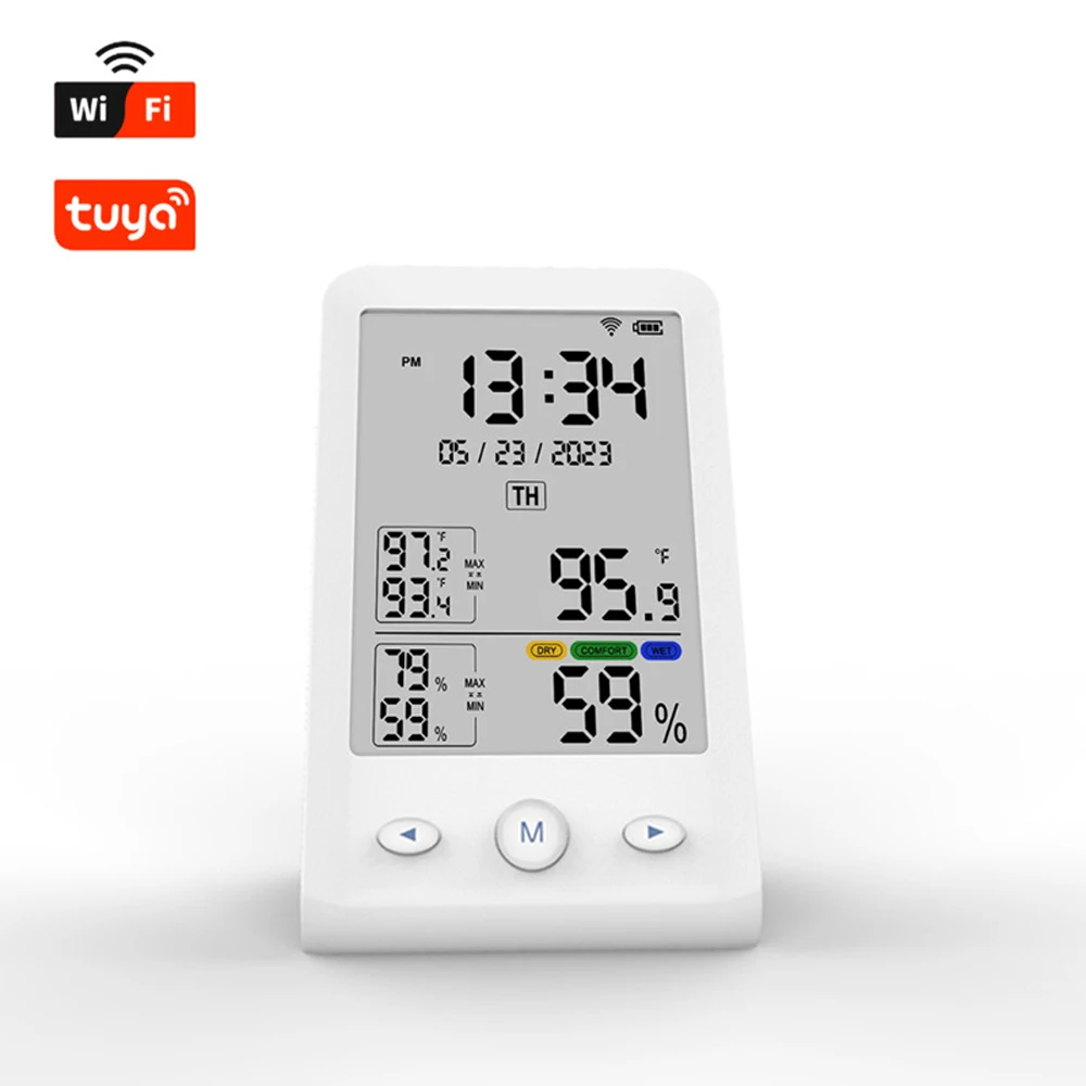 Tuya WIFI Термометр-Гигрометр USB Перезаряжаемый Цифровой Измеритель температуры и Влажности Бытовой ЖК-дисплей Гигротермограф Изображение 2