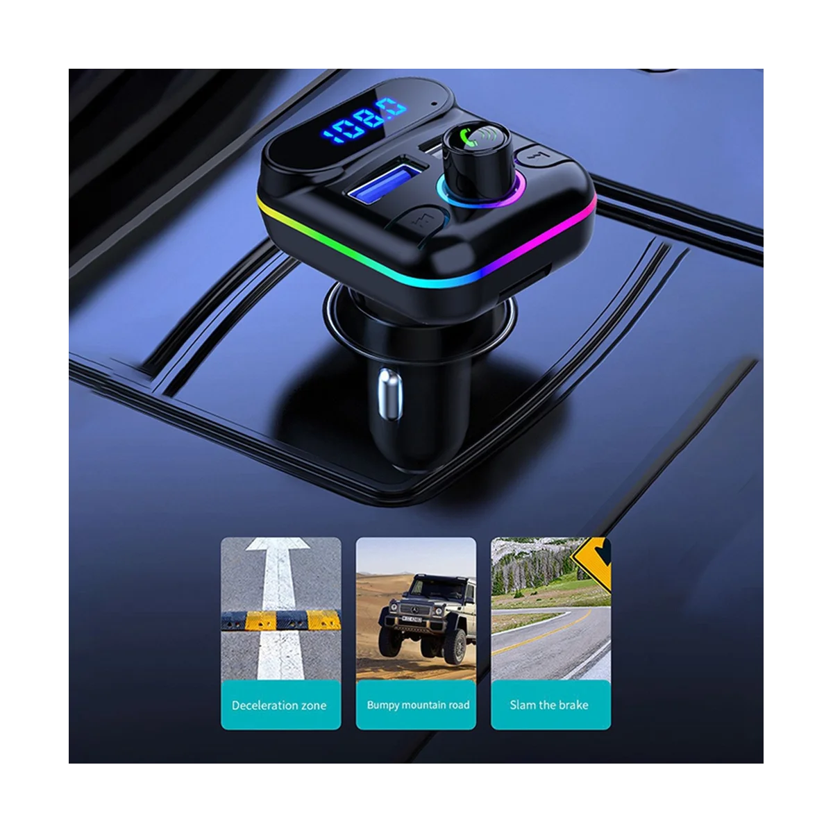 Автомобильный громкой связи M33 с Bluetooth-совместимым FM-передатчиком 5.0, комплект зарядного устройства с двумя USB, MP3-плеер, проигрыватель дисков Изображение 4