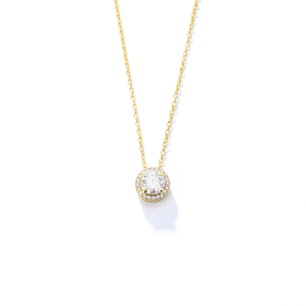 S925 стерлингового серебра бриллиант круглый циркон ожерелье женская цепочка для ключиц Изображение 4