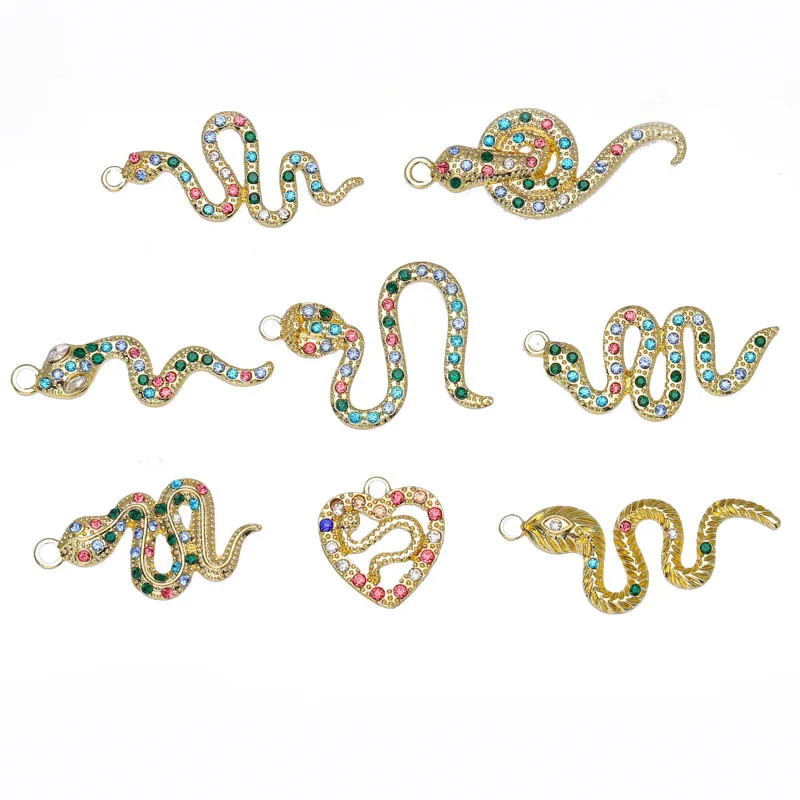 6 шт. Хрустальный змеиный шарм, блестящий инкрустированный Циркон, подвеска в форме змеи, изготовление ювелирных изделий своими руками для браслета, ожерелья, серег, подарка для вечеринки Изображение 0