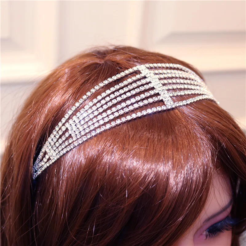 Новая эластичная многослойная лента для волос со стразами Princess, головные уборы, Модные женские аксессуары для волос на свадьбу, праздничный подарок Изображение 3