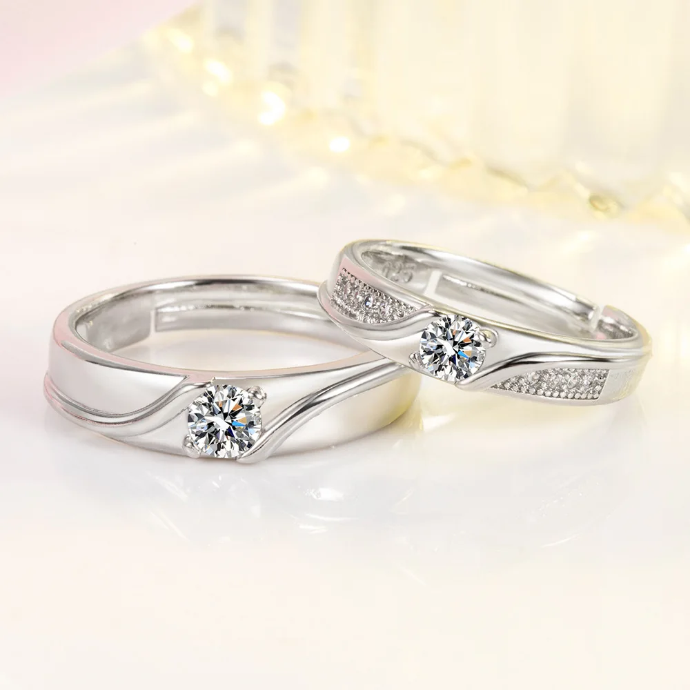 Новые поступления, женское серебро 925 пробы, высококачественные ювелирные изделия с кристаллами циркона, модное парное кольцо для мужчин XY0319 Изображение 1