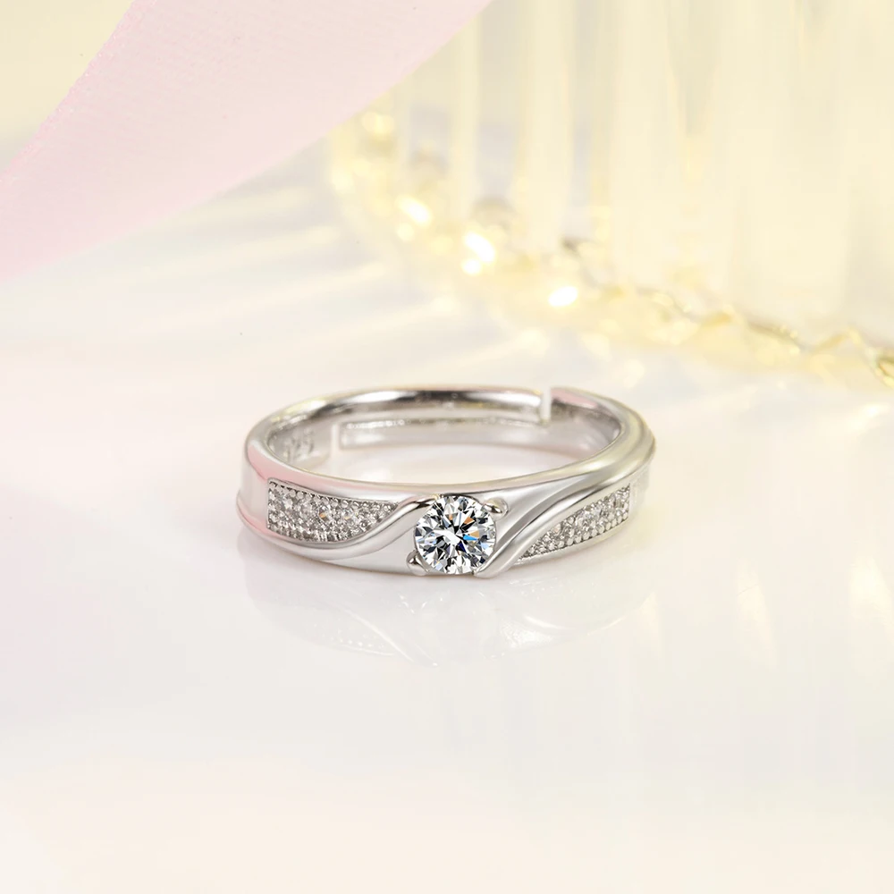 Новые поступления, женское серебро 925 пробы, высококачественные ювелирные изделия с кристаллами циркона, модное парное кольцо для мужчин XY0319 Изображение 3