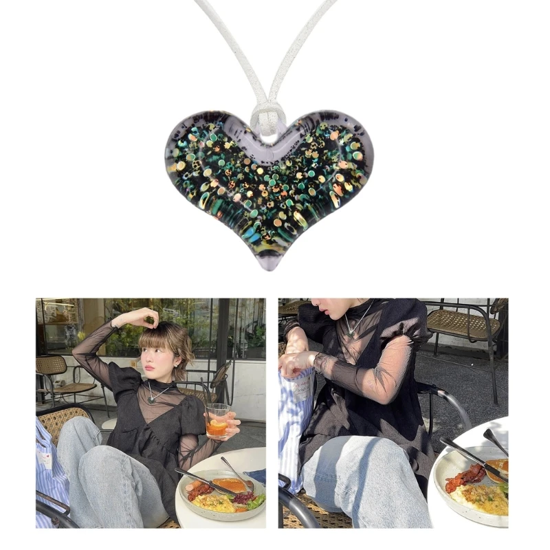 Модные ожерелья с подвеской Glitter Sequins Loves для женщин, Корейское ожерелье в стиле Харадзюку для горячих девушек, Милые Крутые ювелирные изделия Y2k 2023 г. Изображение 3