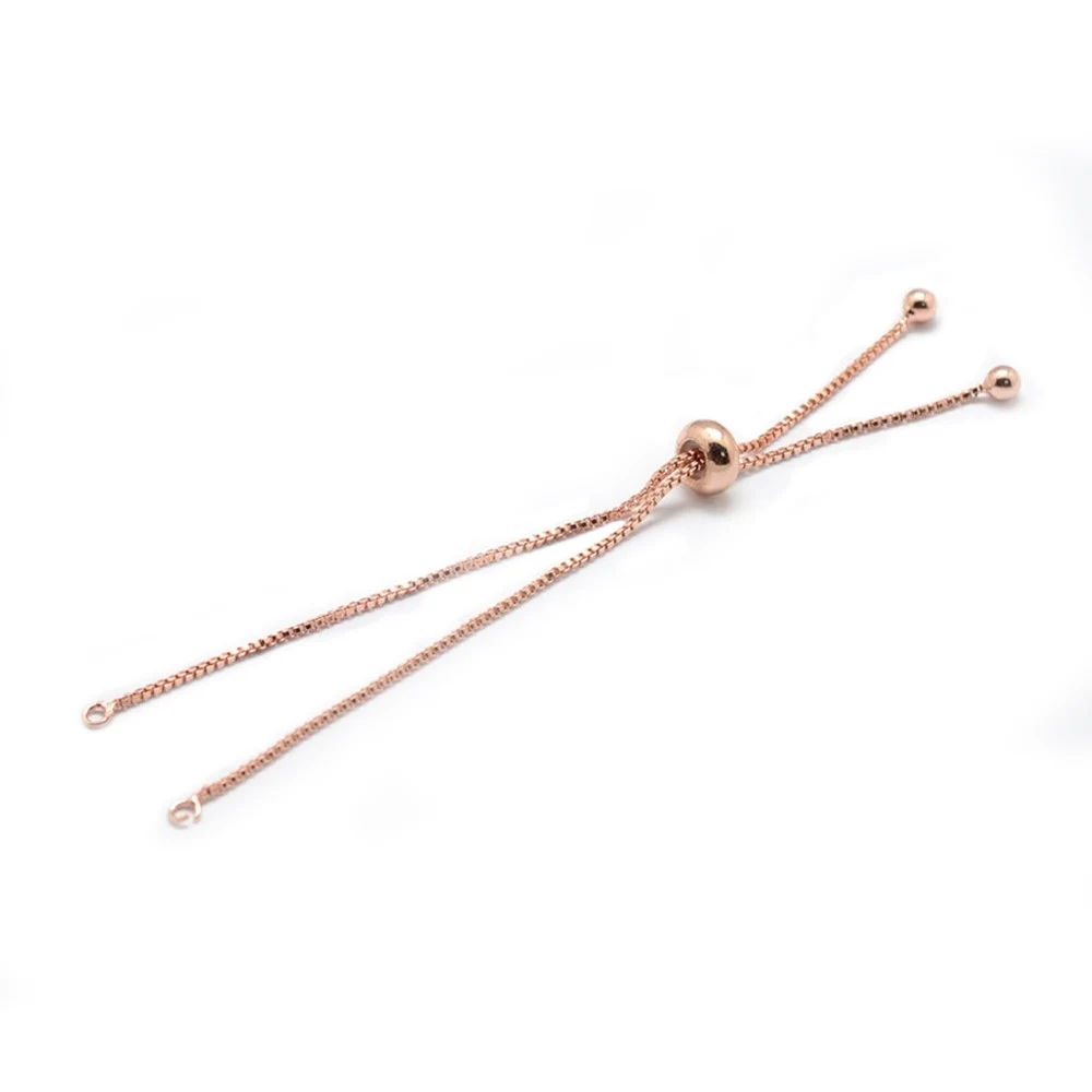 1-2шт Гальванический латунный браслет-цепочка, долговечные браслеты-слайдеры с покрытием, не содержащие кадмия и свинца, покрытые настоящим розовым золотом Изображение 0