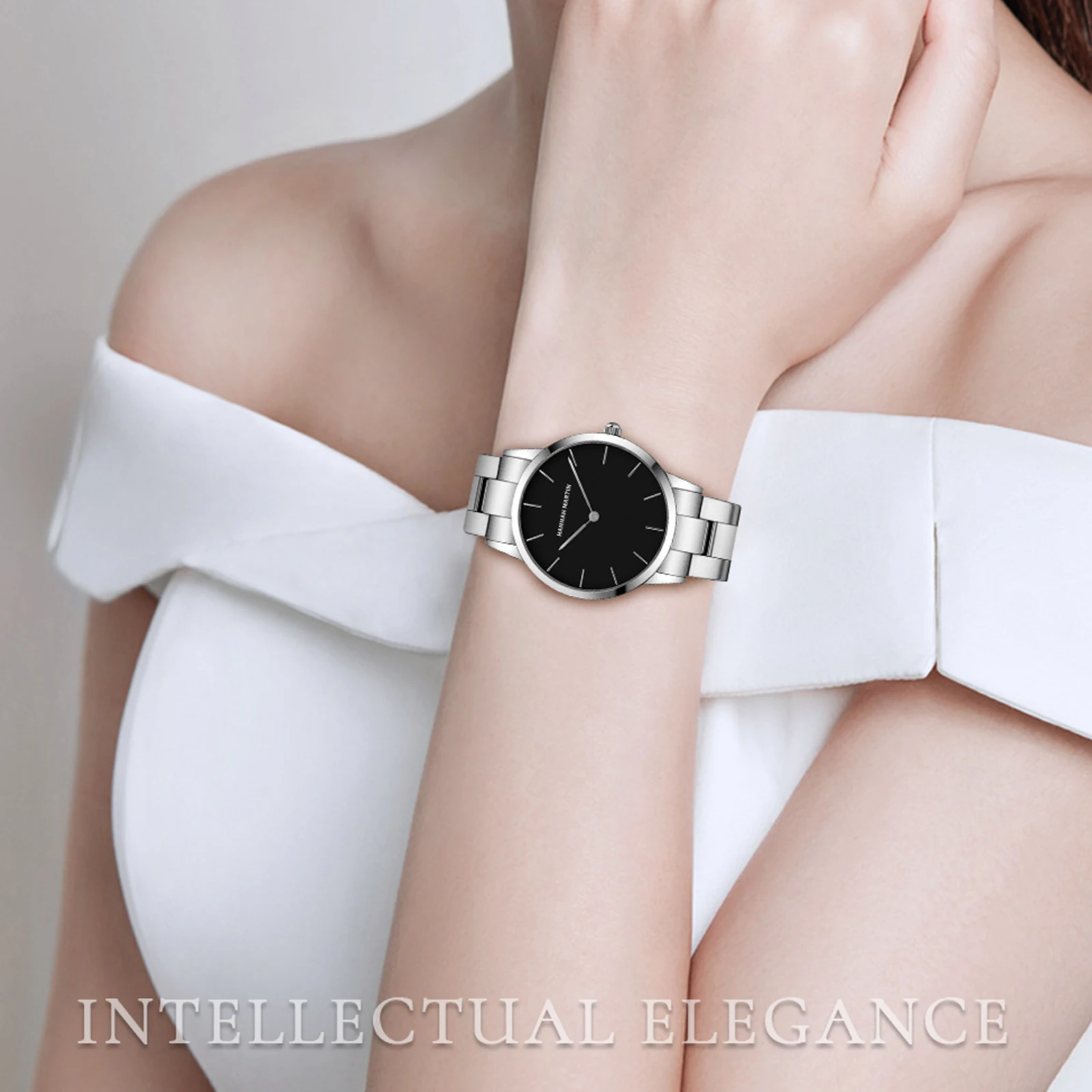 Женские часы Hannah Martin от ведущего бренда, элегантный японский механизм, водонепроницаемые кварцевые часы из нержавеющей стали для женщин, подарочная коробка Изображение 3