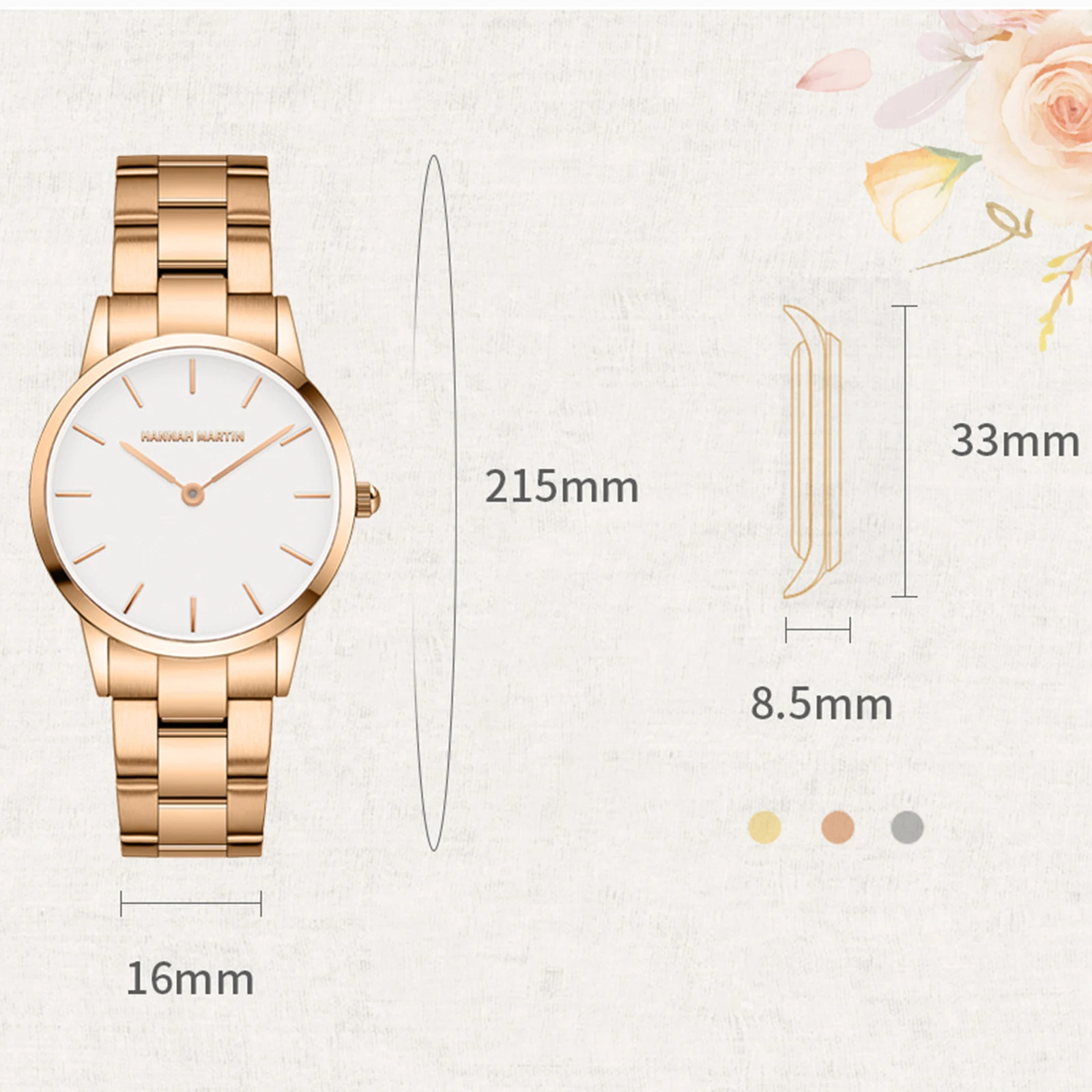Женские часы Hannah Martin от ведущего бренда, элегантный японский механизм, водонепроницаемые кварцевые часы из нержавеющей стали для женщин, подарочная коробка Изображение 5