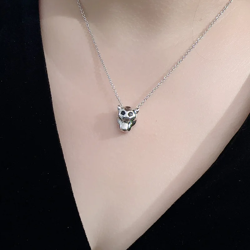 Высококачественное ожерелье из стерлингового серебра 925 пробы с подвеской в виде животного леопарда, персонализированный ювелирный подарок для женщин, подарок на День рождения Изображение 2