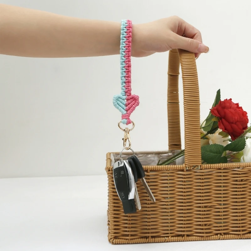 Креативный модный Вязаный Крючком браслет в виде сердца, Брелок, Женская сумка, кулон, Подарок для влюбленных R7RF Изображение 3