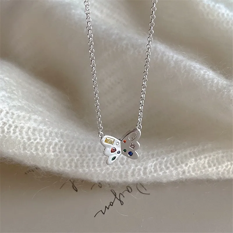 Красочные хрустальные ожерелья с подвесками в виде сердца-бабочки, подвески, колье, эффектное ожерелье для женщин, вечерние украшения dz352 Изображение 2
