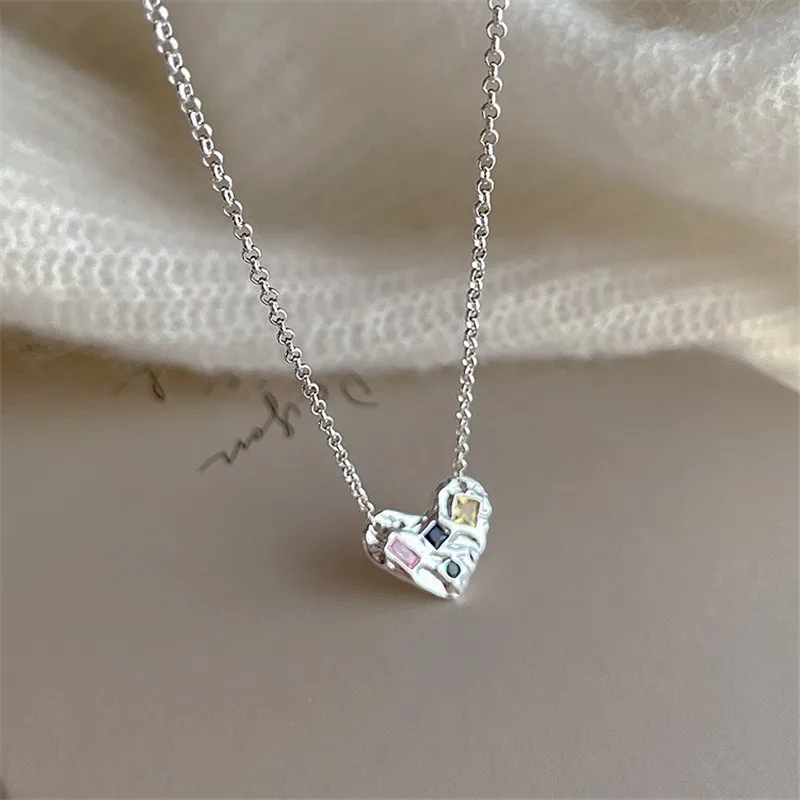 Красочные хрустальные ожерелья с подвесками в виде сердца-бабочки, подвески, колье, эффектное ожерелье для женщин, вечерние украшения dz352 Изображение 3