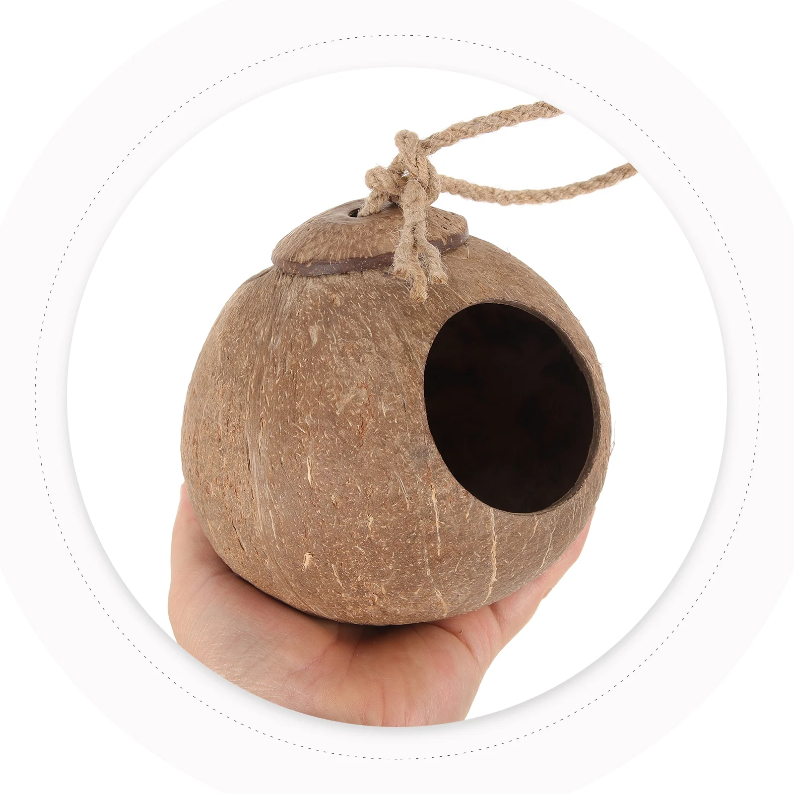 Гнездо из скорлупы кокоса Натуральная Птица Подвесной Домик для попугая Птичья Клетка Декоративное Разведение кокосовых орехов Изображение 3
