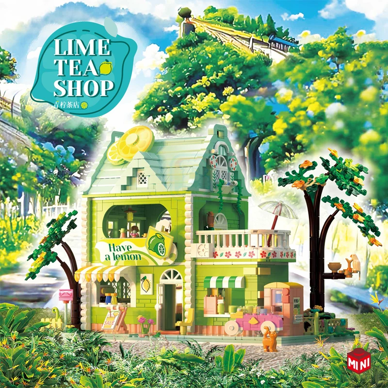 Чайный магазин Lime, Шоколадная мастерская, вид на улицу, Мини-кирпичное здание, Развивающие игрушки, Новые Креативные подарки для детей Изображение 0