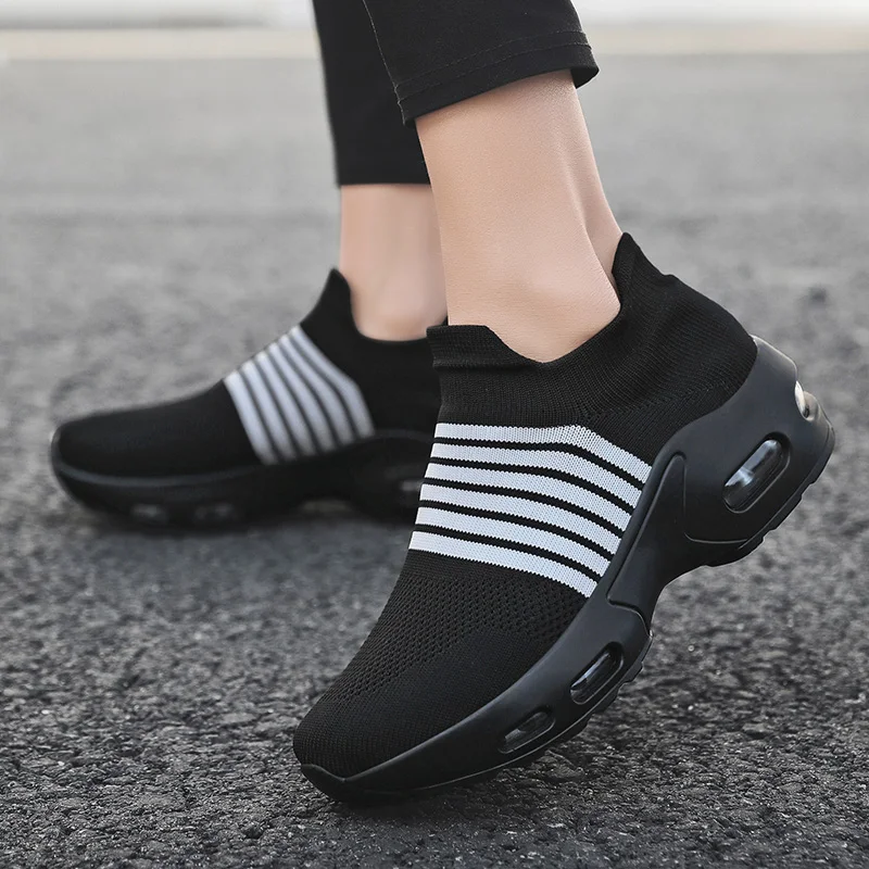 Большие размеры 36-42, женская модная обувь для ходьбы с носками, удобная повседневная обувь для женщин, весенне-летние кроссовки для бега Изображение 4