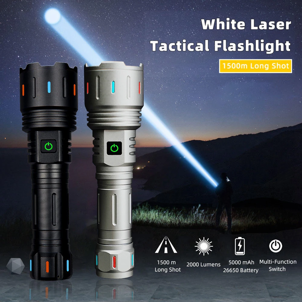Мощный светодиодный сверхяркий тактический фонарик мощностью 30 Вт с телескопической фокусировкой, мощный фонарик, USB-зарядка с люминесцентным Изображение 0