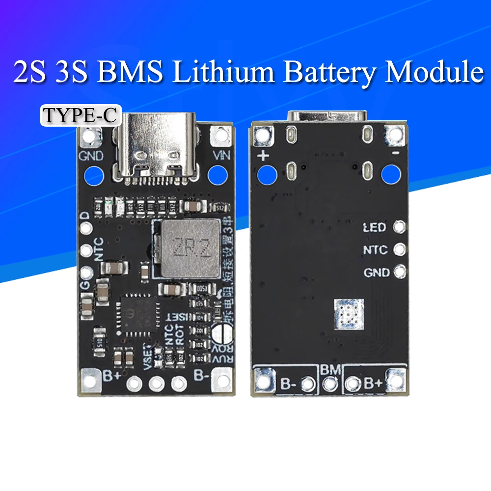 Type-C USB 2-3 S BMS 15 Вт 8,4 В 12,6 В 1,5 А Модуль повышения уровня зарядки литиевой батареи С поддержкой баланса Быстрая зарядка с индикатором Изображение 0