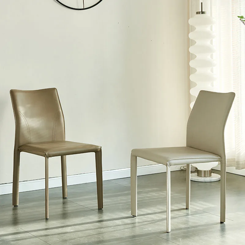 Роскошный Кожаный обеденный стул Скандинавского дизайна, Эргономичный стул для гостиной, кухонный стул для офиса, Балкон, спальня, Гостиничная мебель Silla Comedor Изображение 0