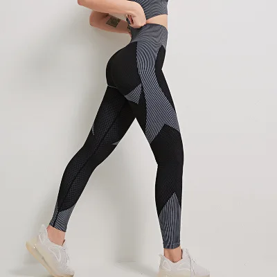 Женские Леггинсы для йоги с высокой талией, бесшовные леггинсы для тренажерного зала, фитнеса, спортивные штаны для бега в стиле хип-хоп, спортивная одежда Изображение 2