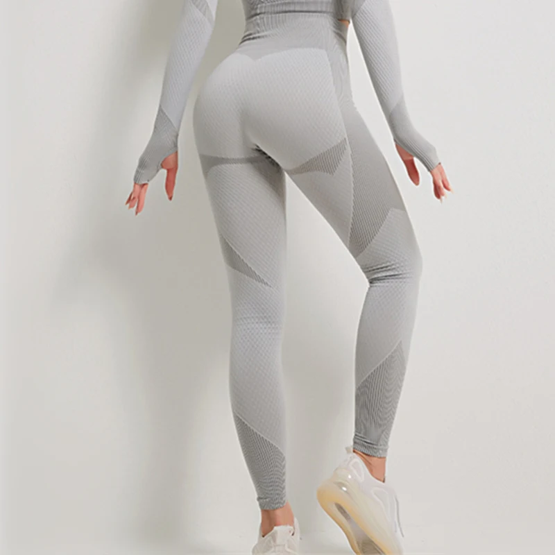 Женские Леггинсы для йоги с высокой талией, бесшовные леггинсы для тренажерного зала, фитнеса, спортивные штаны для бега в стиле хип-хоп, спортивная одежда Изображение 4