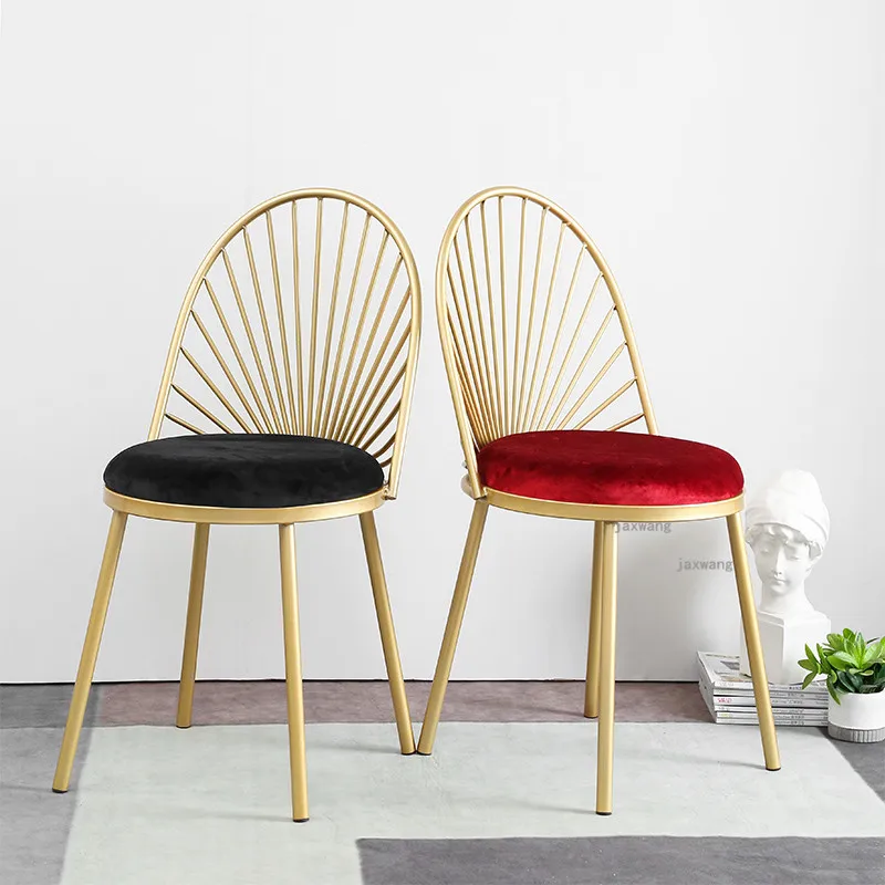 скандинавский обеденный стул, креативная гостиная, балкон, легкий для отдыха, роскошный золотой железный стул, современная домашняя кухня, стулья для столовой Z Изображение 1