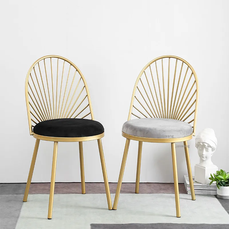 скандинавский обеденный стул, креативная гостиная, балкон, легкий для отдыха, роскошный золотой железный стул, современная домашняя кухня, стулья для столовой Z Изображение 2