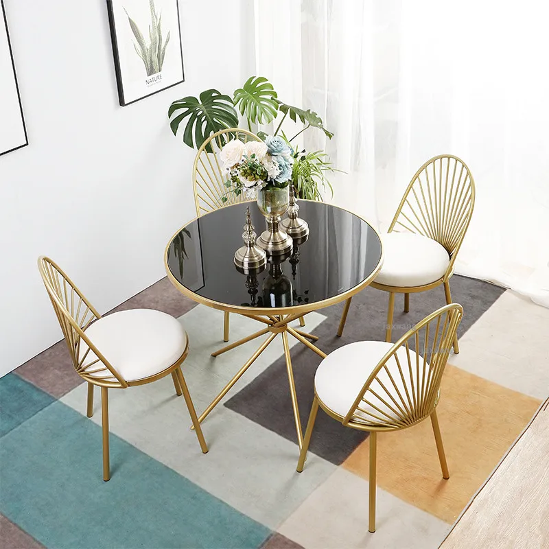 скандинавский обеденный стул, креативная гостиная, балкон, легкий для отдыха, роскошный золотой железный стул, современная домашняя кухня, стулья для столовой Z Изображение 5