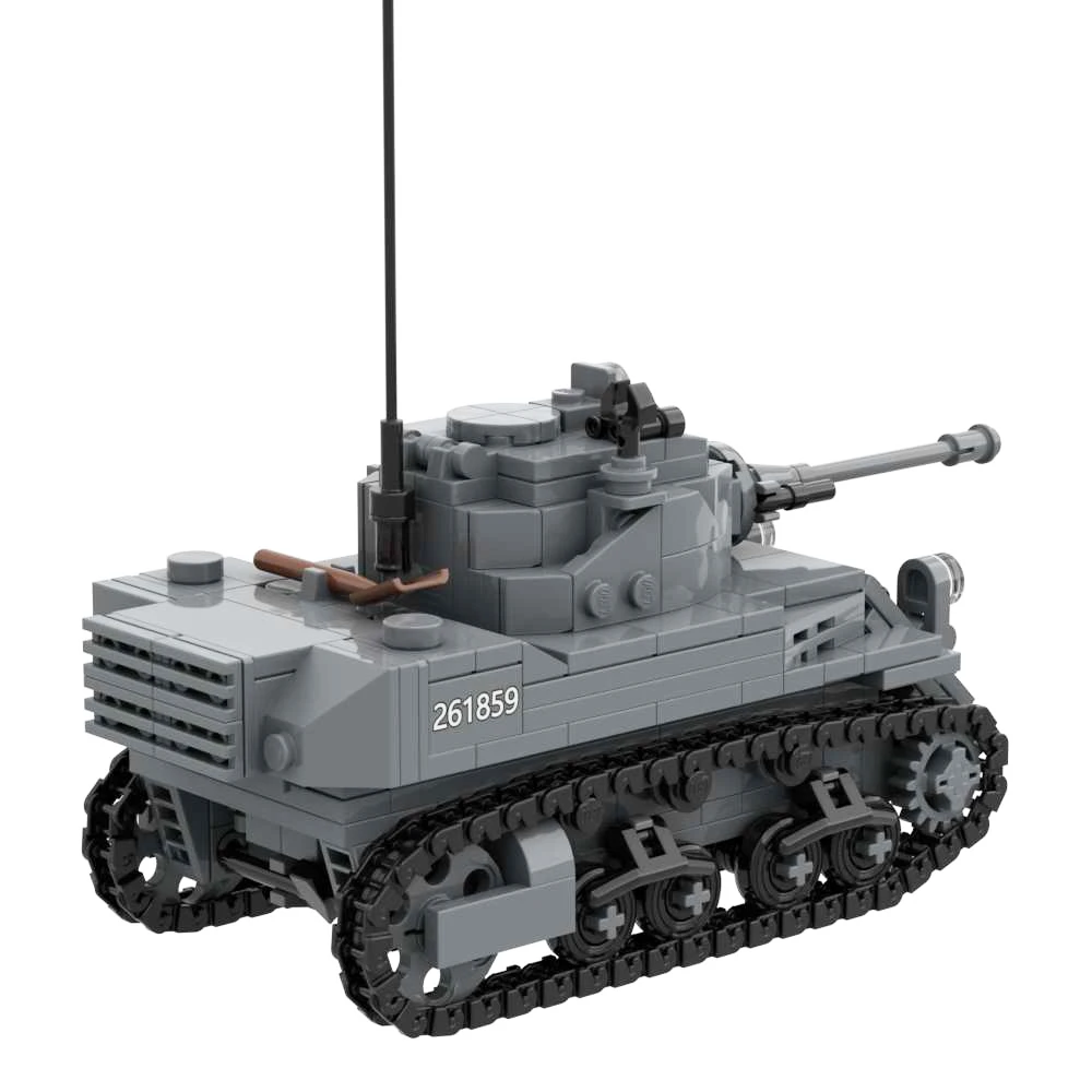 Игрушечное военное оружие WW2 M5A1 Stuart Light Tanks, строительные блоки, Игрушки, новые Кирпичи, армейская модель, подарки Изображение 2