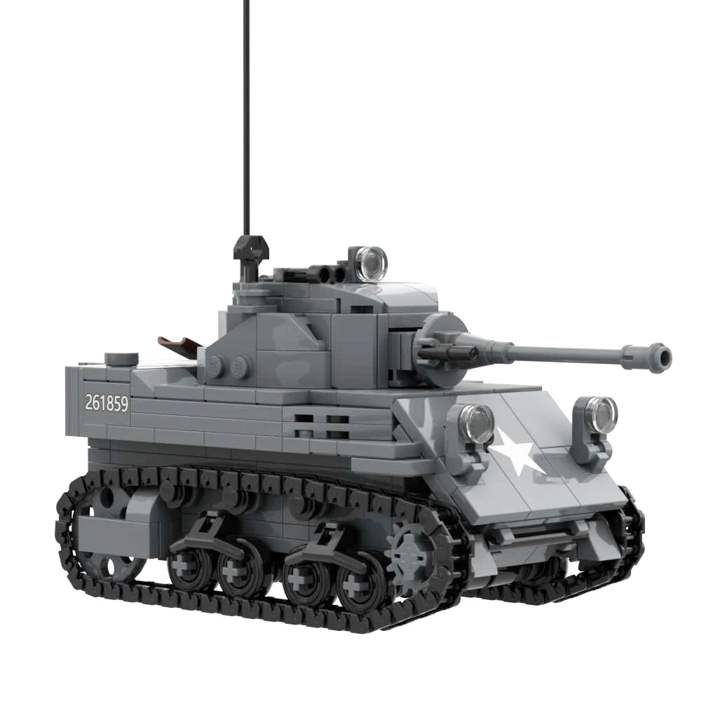 Игрушечное военное оружие WW2 M5A1 Stuart Light Tanks, строительные блоки, Игрушки, новые Кирпичи, армейская модель, подарки Изображение 4