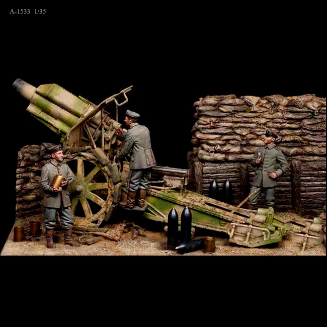 1/35 Наборы моделей солдата из смолы, бесцветная и собранная самостоятельно фигурка (Трое мужчин, без сцен, без оружия)A-1533 Изображение 0